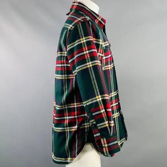 BLACK FLEECE Size M Green Multi Color Plaid Wool Shirt Jacket